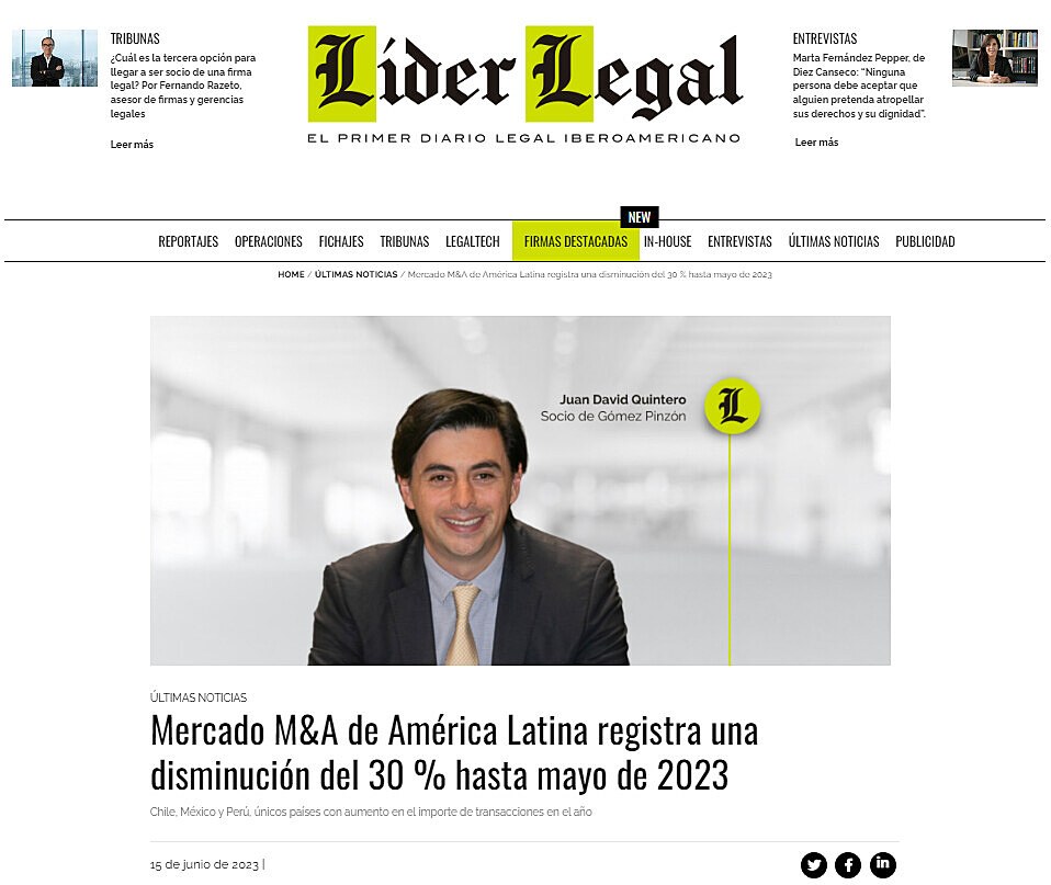 Mercado M&A de Amrica Latina registra una disminucin del 30 % hasta mayo de 2023